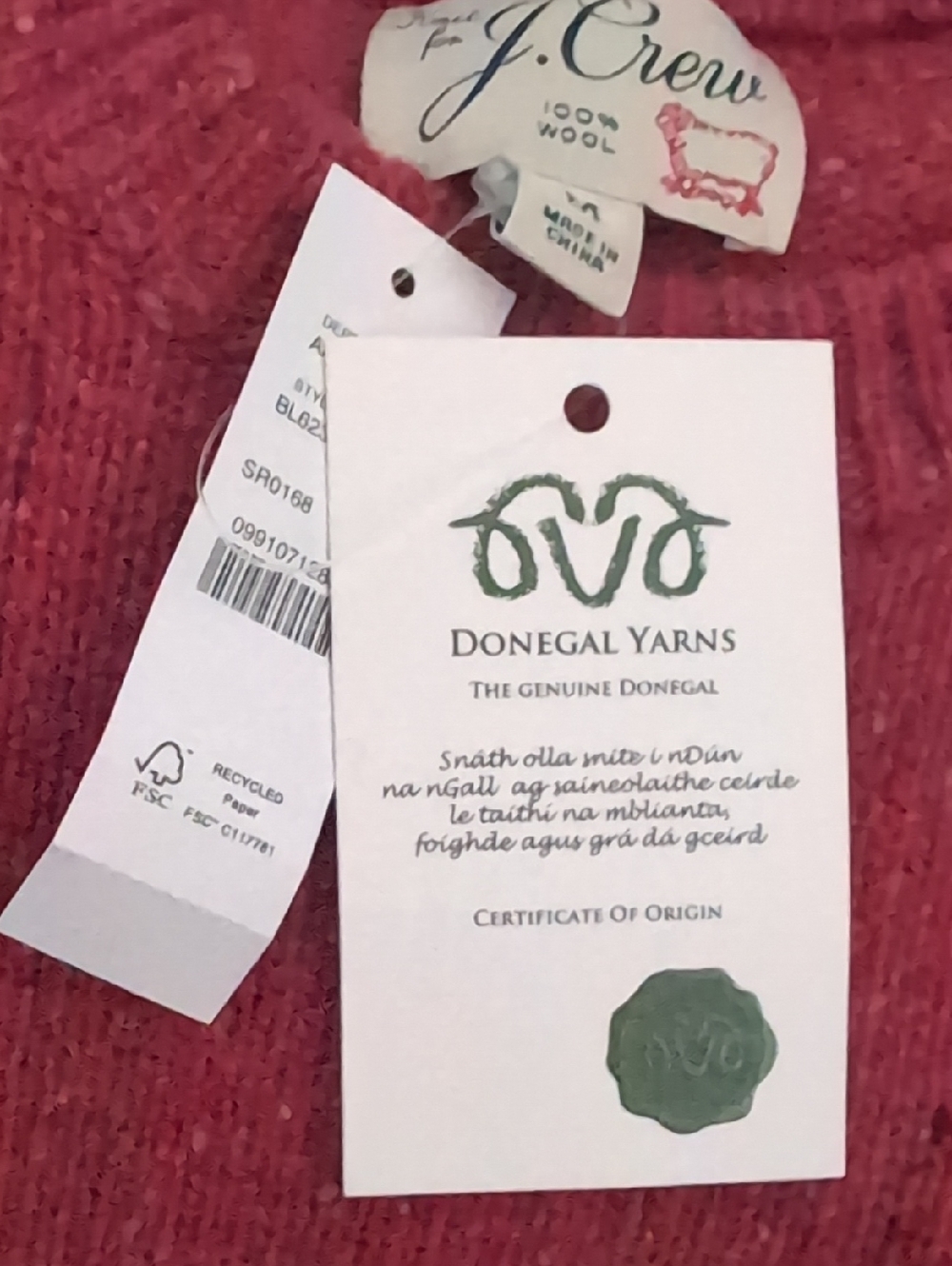 NWT J. Crew Irish Donegal 100% Wool Fisherman Sweater Barbiecore Fair-Trade - Picture 2 of 7